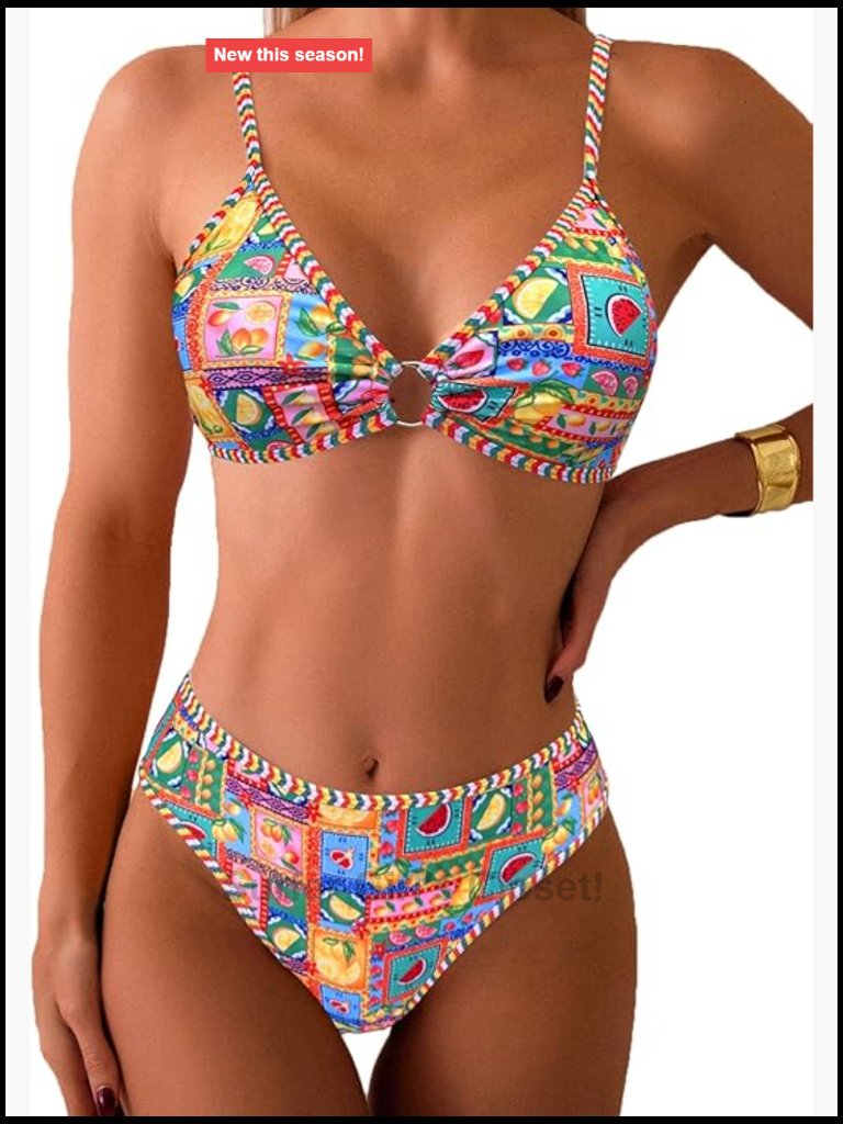 Triangle Bikini Set O Ring Linked Two Piece Cheeky Swimwear